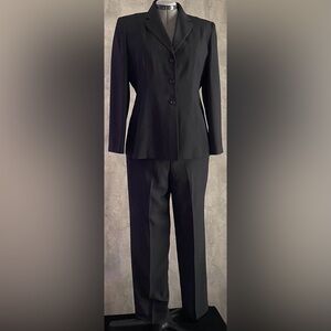 Larry Levine Suits Business Gray ButtonUp Long Sleeve Jacket Pant Suit Set Sz14P